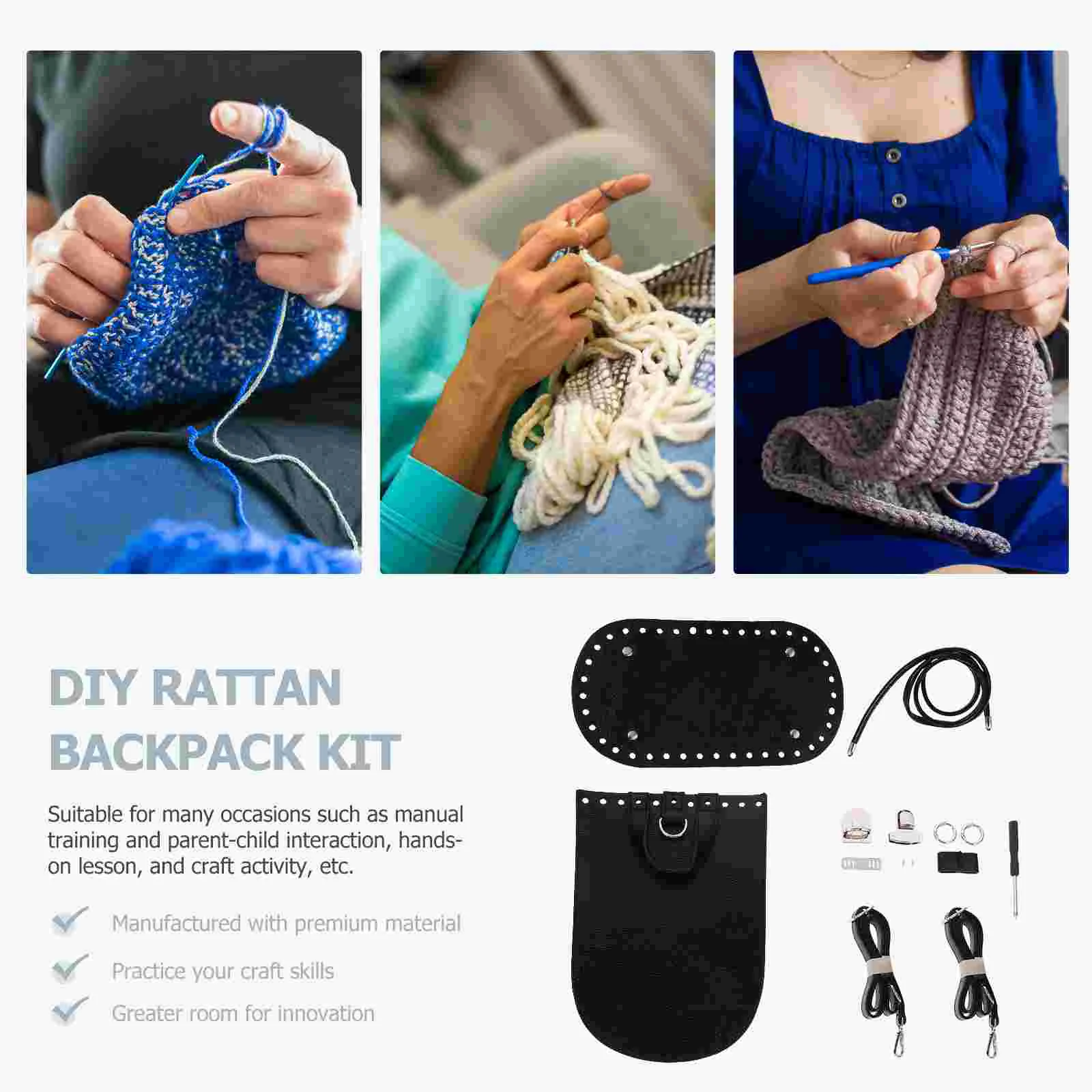 حقيبة DIY إكسسوارات كروشيه هوك مجموعة أكياس حقيبة الظهر للأطفال بدلة النحل مواد النسيج