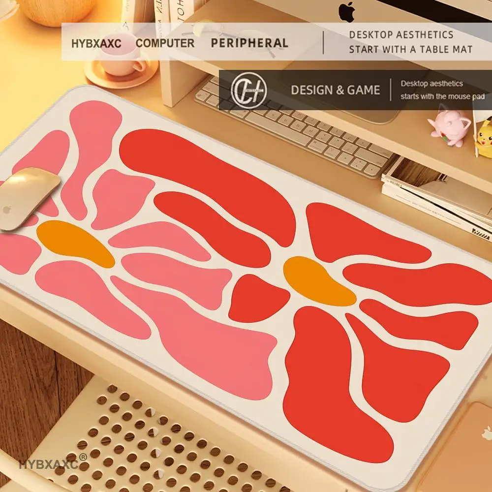 

HYBXAXC Large computer mouse pad 90x40 Pink Abstract flower office desk mat Gift Game Player accessories Keyboard protection pad