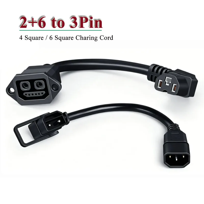 2+6 Lithium Battery Socket to 3Pin Output Conversion Line 6 Square 2+6 To 3Pin Charing Cable Iron Tower Male Head 2+6 Plug