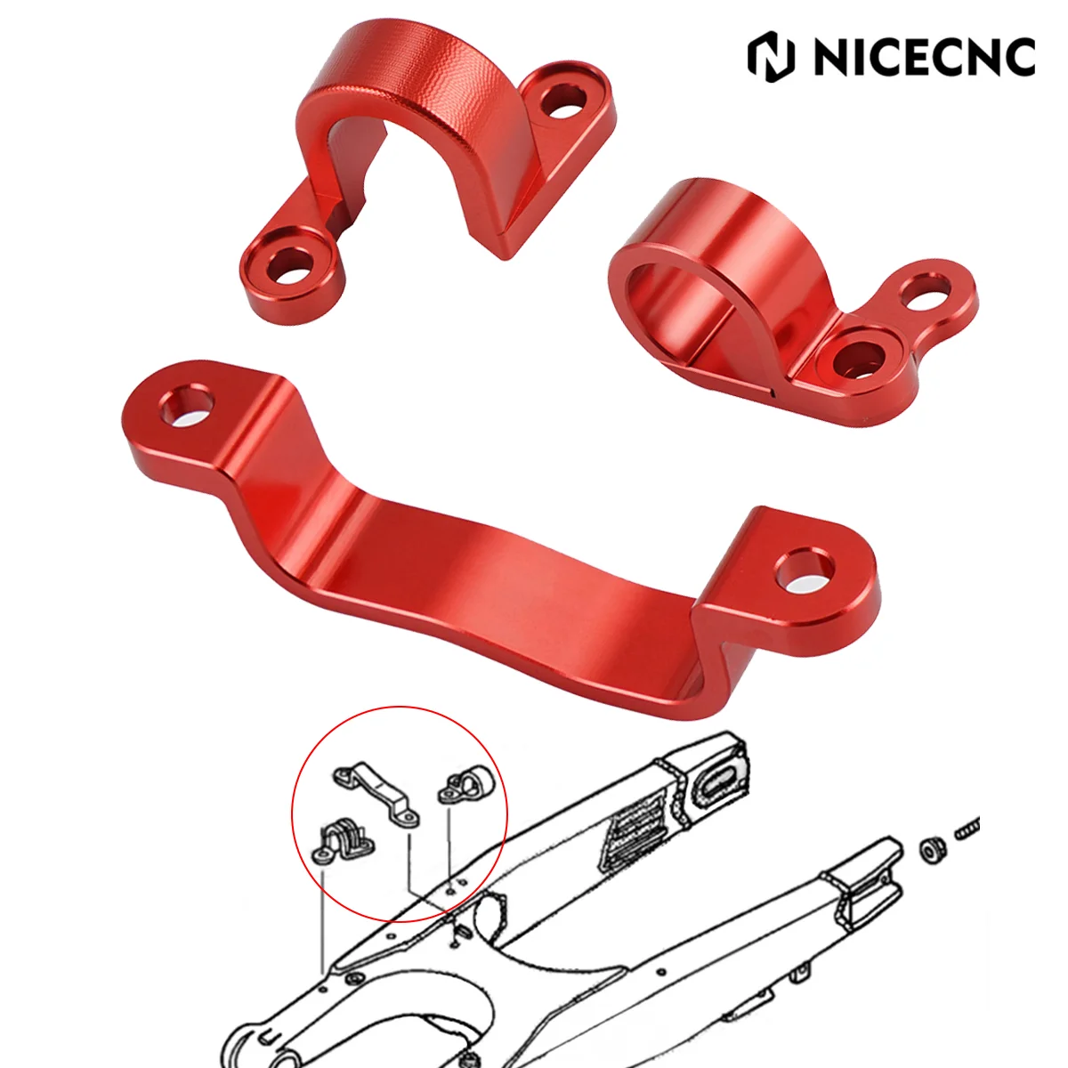 

NICECNC For Honda CRF450X CRF 450X 2005-2009 2012-2017 CRF250R 2010-2013 CRF450R 2002-2012 Brake Cable Hose Line Guide Clamp Set