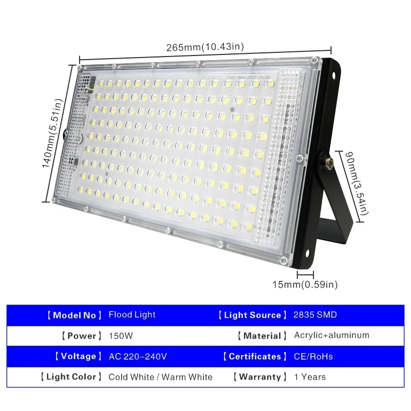 1/2/4pcs150W Led Floodlight 220V 110V Outdoor Garden Flood Light Spotlight Focos LED Reflector Street Lamp Landscape Lighting