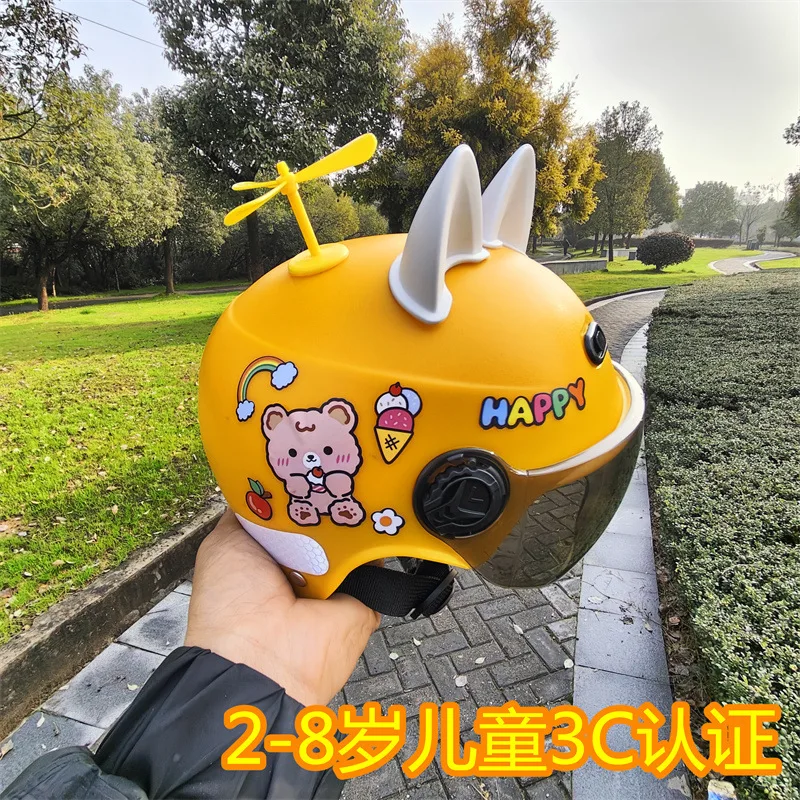 Cute Cartoon Child Motorcycle Helme Anti-Sun Protection Breathable Safety Helmet Motorcycle Skateboard Bike Head Protection