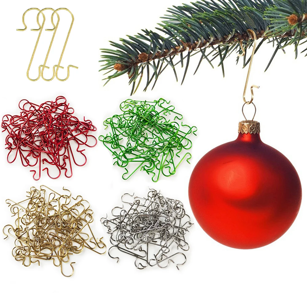 50 Stück Weihnachtshaken zum Aufhängen, Ornamente, Metall, Gold, Silber, Haken, Weihnachtsbaum, Kugel, Anhänger, Halter, Weihnachtsdekoration 2024