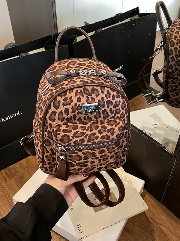 

2025 New Faion Simple Korean Japanese Sle Commuter Crossbody Bag Women's Bapa Leisure Casual Tote Bag Leopard Print