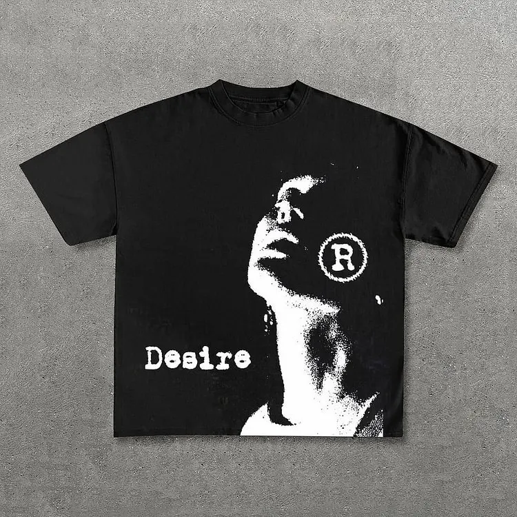 Camiseta retro Y2K con estampado de algodón puro 100% para hombre, ropa de calle retro de verano, top para hombre