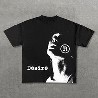 Men's 100% pure cotton pattern printed retro Y2K T-shirt retro summer streetwear men's top