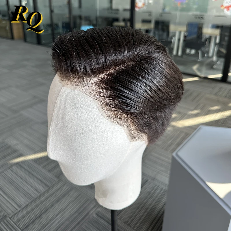 Pre Style Full Lace Wigs Mens Hairpieces Toupee Replacement Transparent Full Lace Pre Cut Hair System Wig For Men Hair Wigs