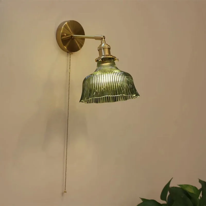 Vintage pull wire wall lamp, Nordic B & B bedside restaurant dining room coffee c