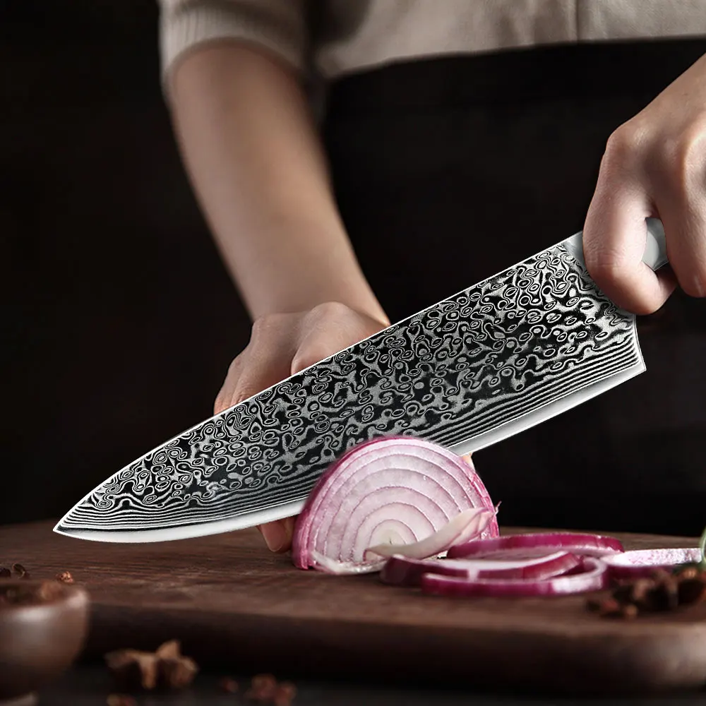 Japanese Style Chef Knife Damascus Steel Slicer Meat Fish Utility Cleaver Kiritsuke Knife VG10 Professional Kitchen Knives