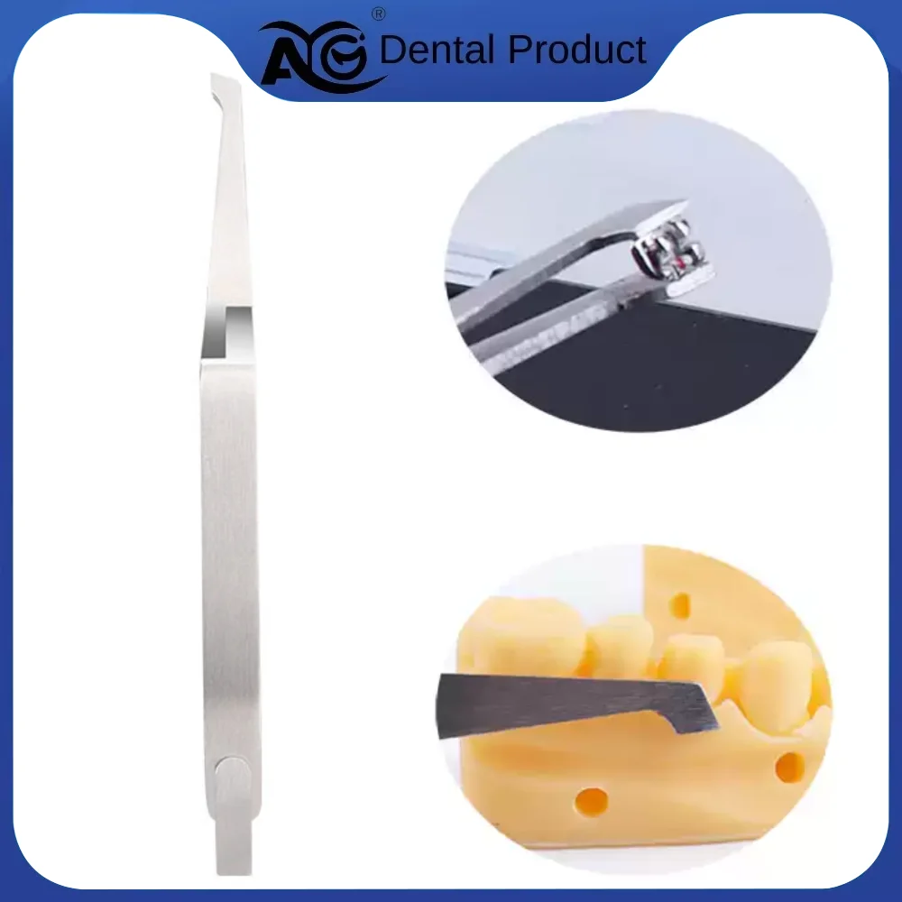 AG Dental Bracket Placement Tweezers Stainless Steel Serrated Pliers Orthodontic Instrument Holder for Braces 1Pc