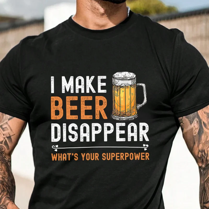 

Забавная футболка с принтом для любителей пива, новинка 2026 года, футболка с узором в винтажном стиле, мужская и женская повседневная футболка с короткими рукавами