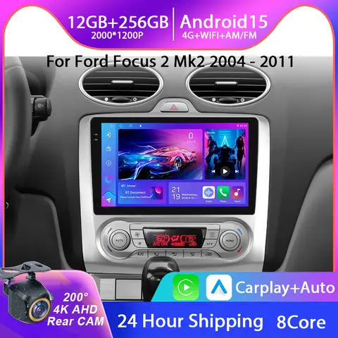 CarPlay Autoradio Per Ford Focus 2 Mk2 2004-2008 2009 2010 2011 Android Auto Lettore Multimediale GPS 2din Autoradio RDS CPU TS10