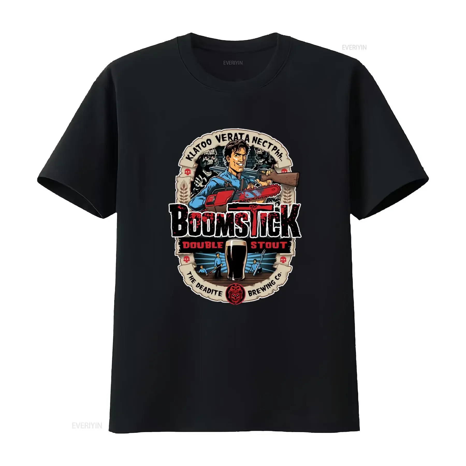 Ash Vs Evil Dead Series Boomstick Double Stout T shirt for Men SZG4 vintage Washed Breathable Casual Unisex Soft