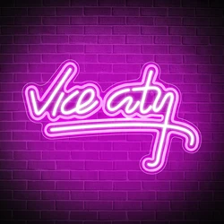 Vice City Neon Sign for Wall Decor, USB LED Neon Light, Bedroom, Kids Room, Game Room, Bar, Party Decor, Man Cave Home Artwork