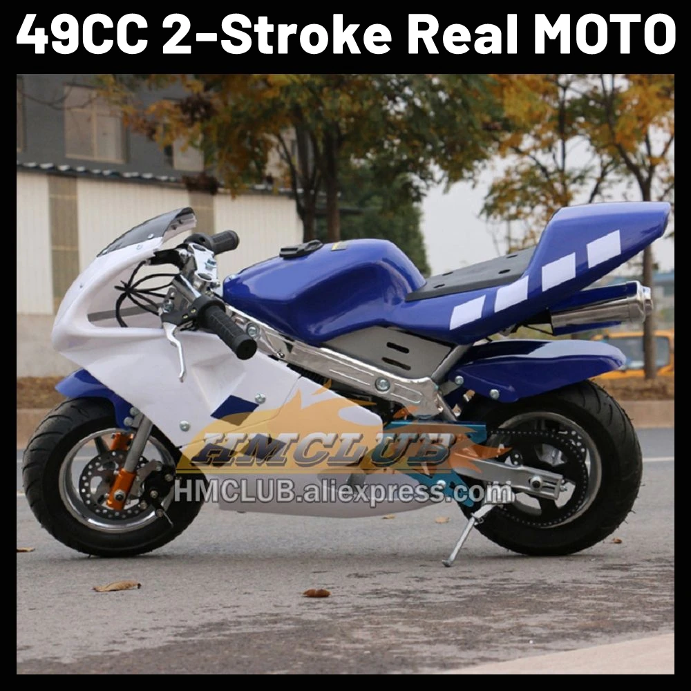 2-Stroke 49 50 CC Mini Motorcycle OFF-Road Superbike Mountain Race Gasoline Pocket Bike Small Buggy Street MOTO Racing Autocycle