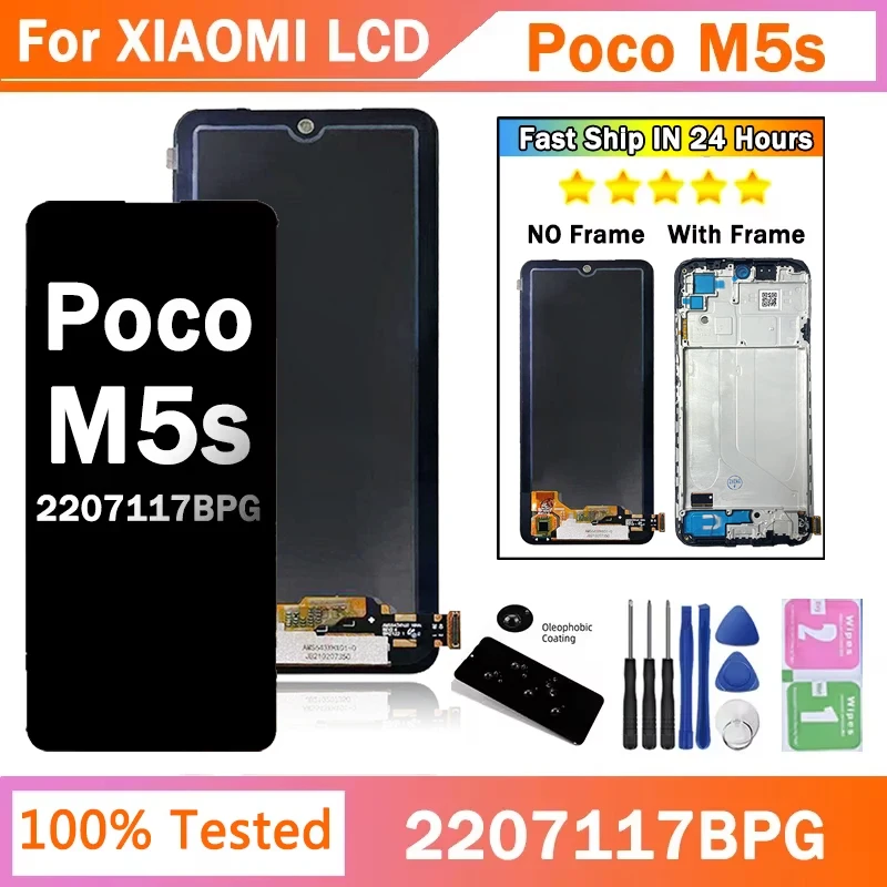 交換用oledlcdタッチスクリーンパネル658インチpoco-m5s用センサー付きpoco-m5s用2207117bpg