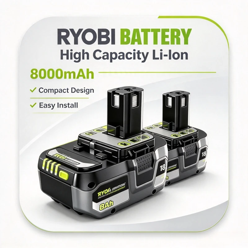 New Genuine RYOBI ONE+ 18V 8.0Ah High Capacity Battery P108 P190 Grade A Power Cell for Drill Driver Impact Wrench Garden Tools