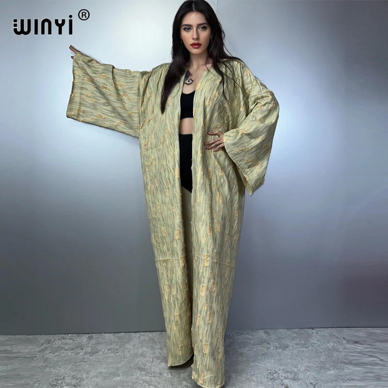 WINYI Africa maxi kimono for women Hollow Make old ripped denim fashion cardigan long down coat swimsuit cover up loose dress