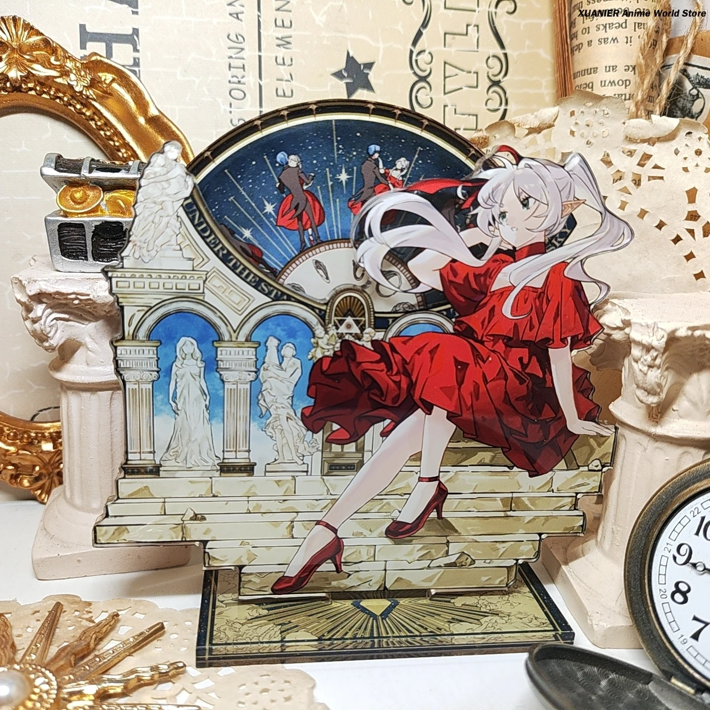 

Anime Frieren: Beyond Journey's End Frieren Cosplay Rotating Animation Acrylic Cartoon Desktop Ornament Standing Sign