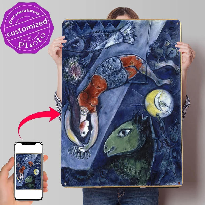 Chagall's Circus Tinplate Poster Customized Wall Art Retro Vintage Metal Signs for Fans Garage Decoration Room Home Decorations