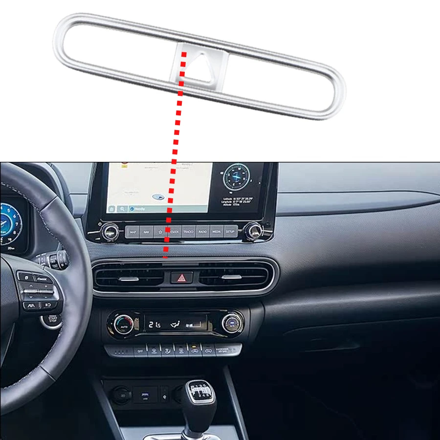 Décor de garniture pour grille d'aération centrale de voiture Hyundai Kona 2017-2021, cadre de sortie d'air intérieur, autocollant décoratif, accessoires intérieurs