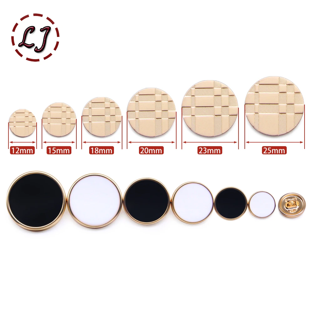 High quality 10pcs/lot new fashion decorative buttons gold plane Lattices metal sewing button for women men overcoat shirt DIY