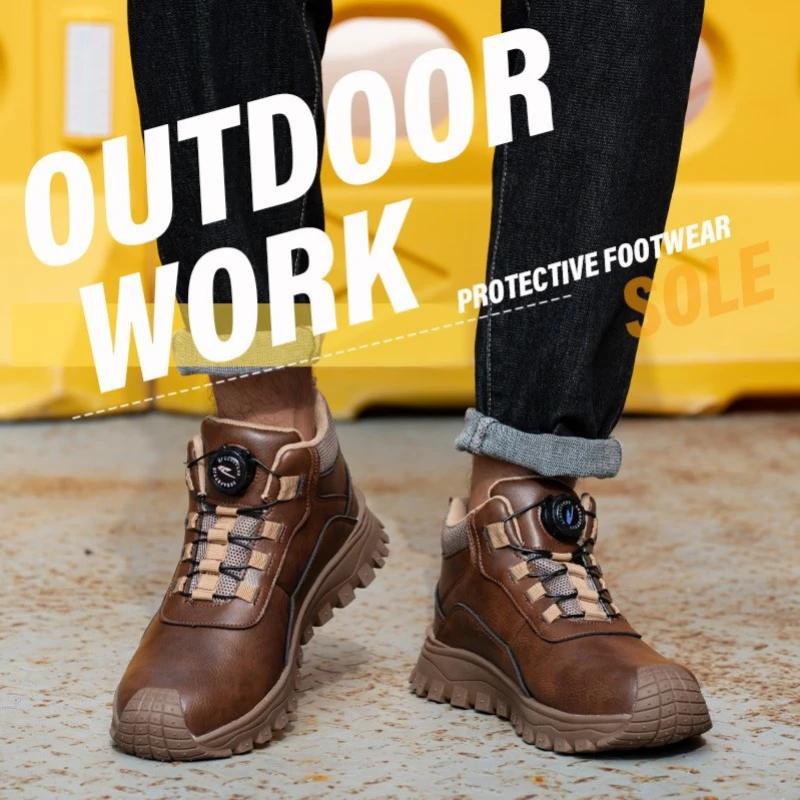 Men Safety Work Shoes Anti‑Smash Anti‑Puncture Slip‑Resistant Wear‑Resistant Water‑Repellent Breathable Comfort Industrial Prote