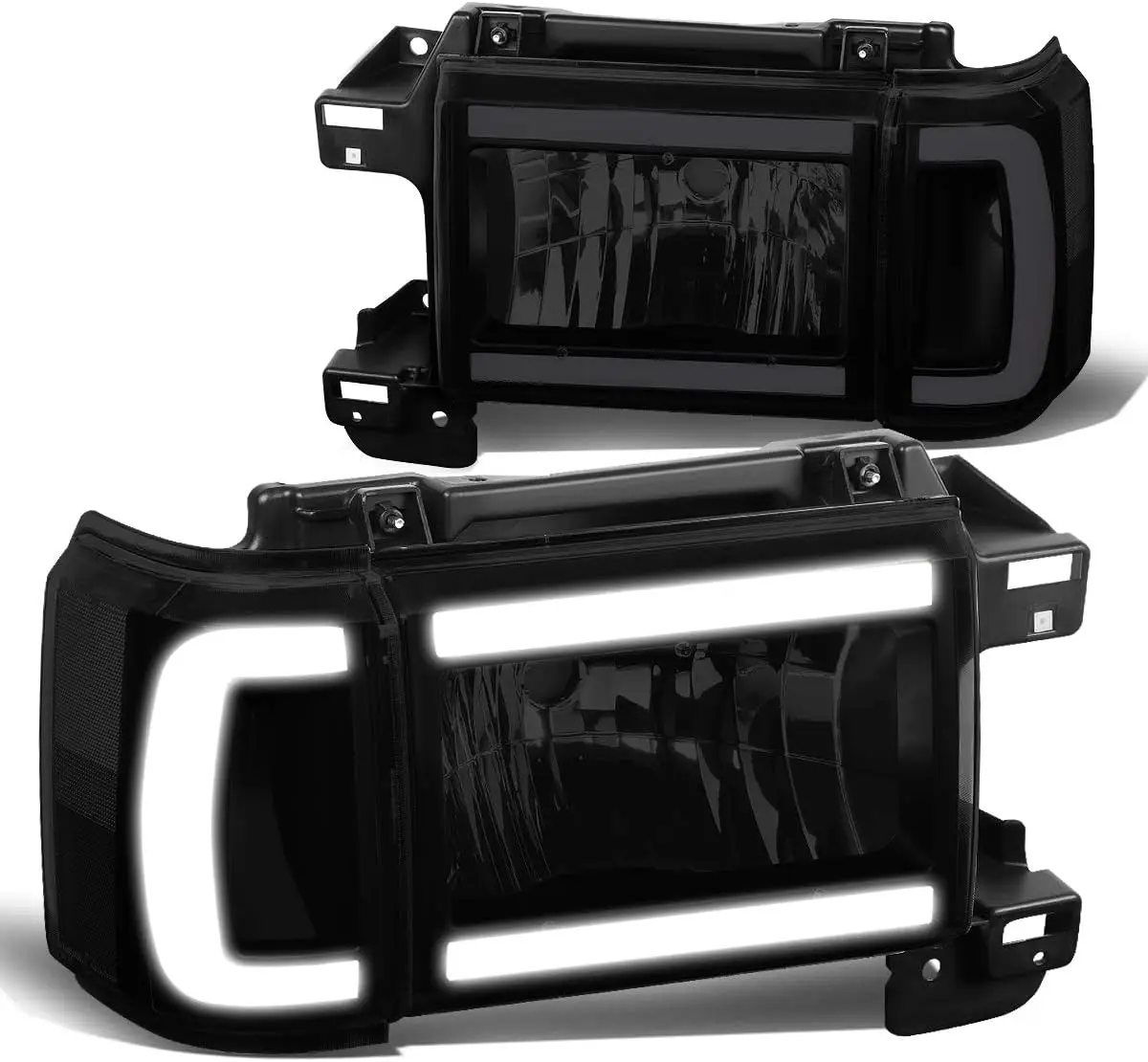 

Светодиодные фары DRL в сборе, совместимые с Ford F150 F250 F350 Bronco 1987 1988 1989 1990 1991 года, со стороны водителя и пассажира, черные