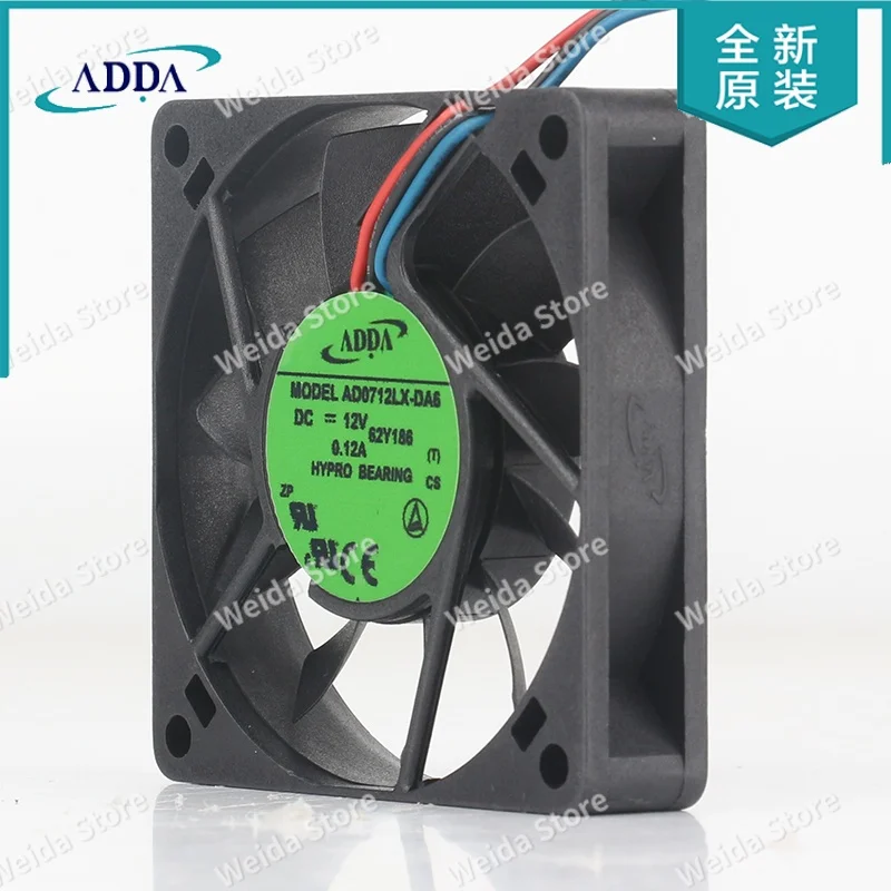 Cooling fan Original new Taiwan ADDA 5V 24V 48V 7015 70X70X15MM 7CM DC12V 0.12A three-wire equipment Inverter AD0712LX-DA6