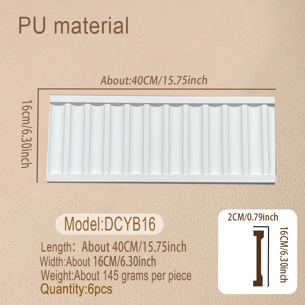 6PCS Imitation Gypsum PU Ceiling Moulding Lines, Durable Easy-Install Decorative Trim for Villa Living Room Bedroom Indoor Decor
