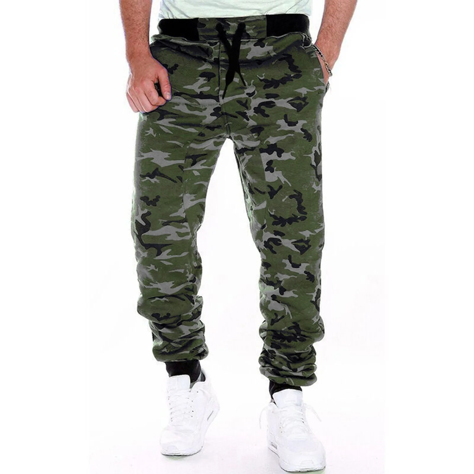 

Male Camouflage Print Trouser Pant Loose Casual Fashion Long Pant Trouser Casual All-matching Mens Training Pants with Pockets