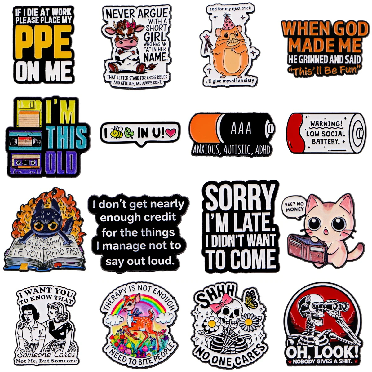 Social Battery Enamel Pins Cat Quotes Brooches Badge Lapel Pin For Backpack Clothes Accessories Funny Jewelry Birthday Gifts