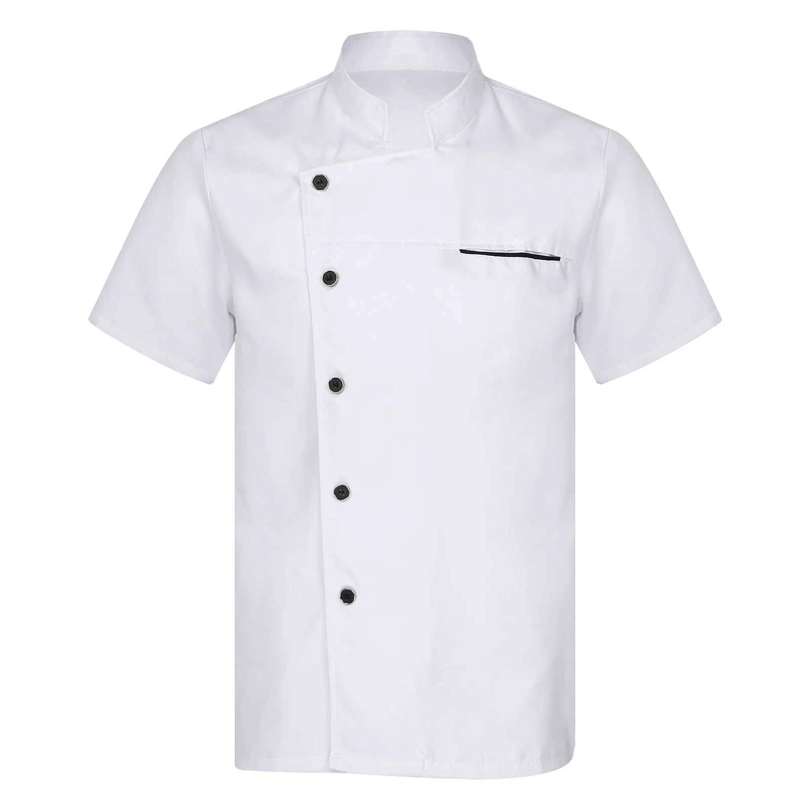 Chemise de chef unisexe pour hommes et femmes, veste de chef, manteau de cuisine de restaurant, manches courtes, uniforme de travail de chef léger à boutons