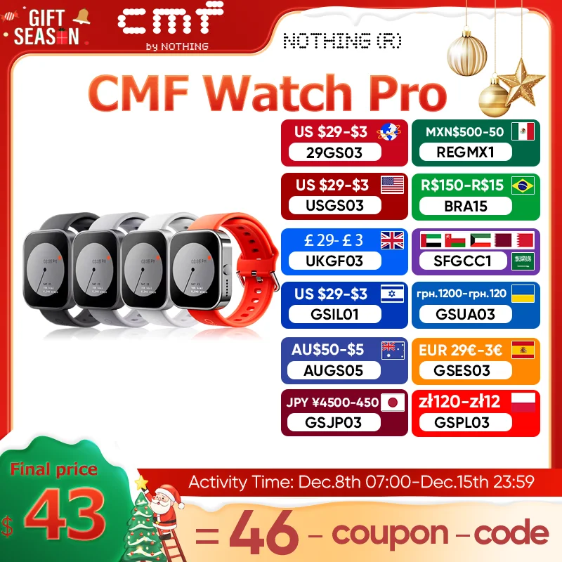 Global Version CMF by Nothing Watch Pro Smartwatch 1.96'' AMOLED Display Bluetooth 5.3 IP68 Water Resistant CMF Wacth Pro