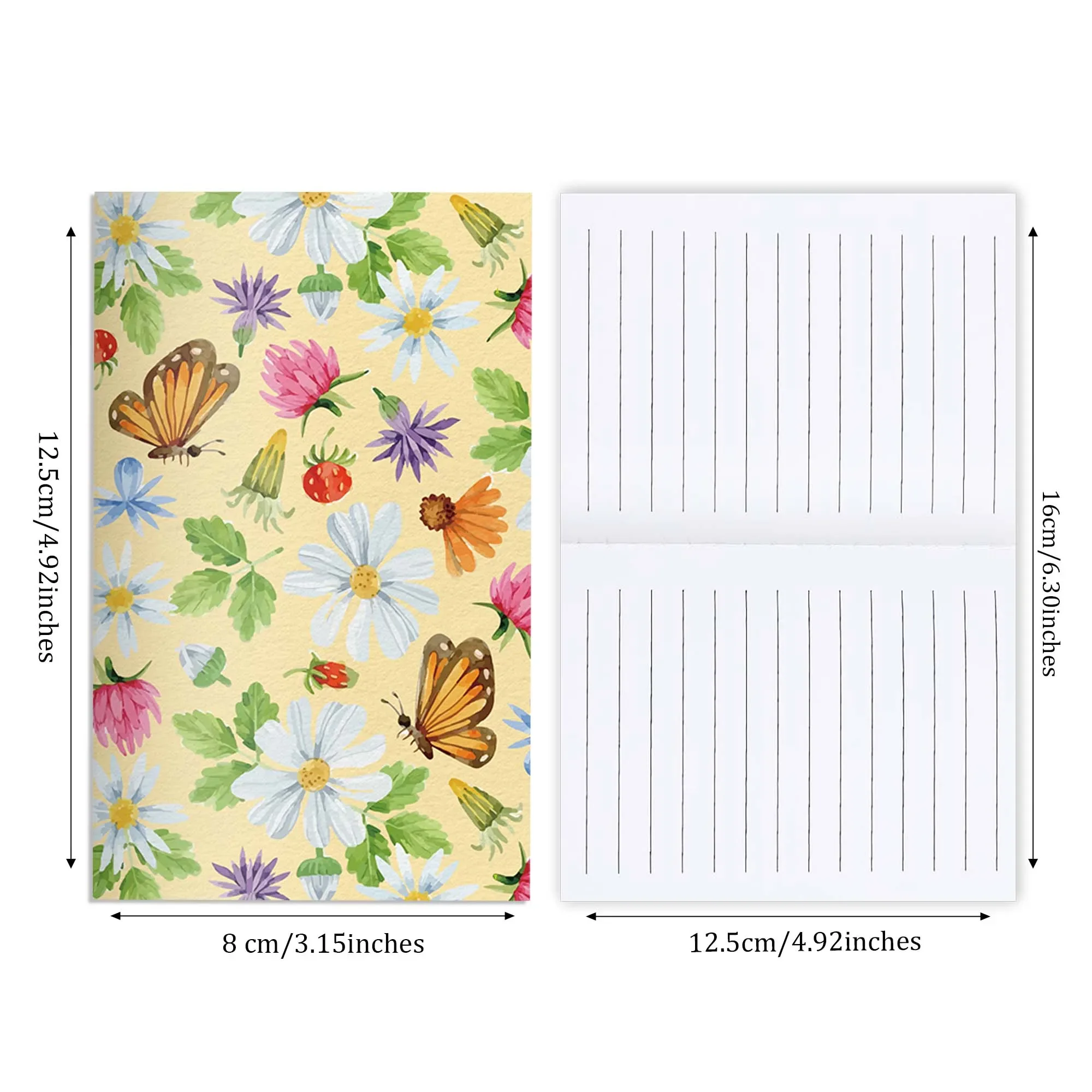 12/24/36pcs Spring Wildflower Butterfly Mini Pocket Notebook Floral Pattern Small Memo Notepads Birthday School Writing Supplies