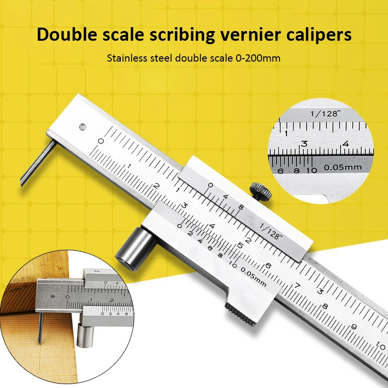 0-200mm Stainless Steel Marking Vernier Caliper With Carbide Scriber Parallel Marking Gauging Ruler Measuring Instrument Tool
