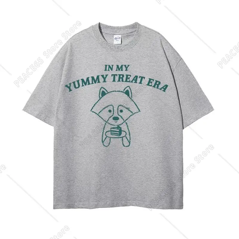 Funny Raccoon Cute Yummy Treats Meme Graphic T-shirt for Men Clothes Fashion Vintage T-shirts Unisex Summer Tops EU Size T Shirt