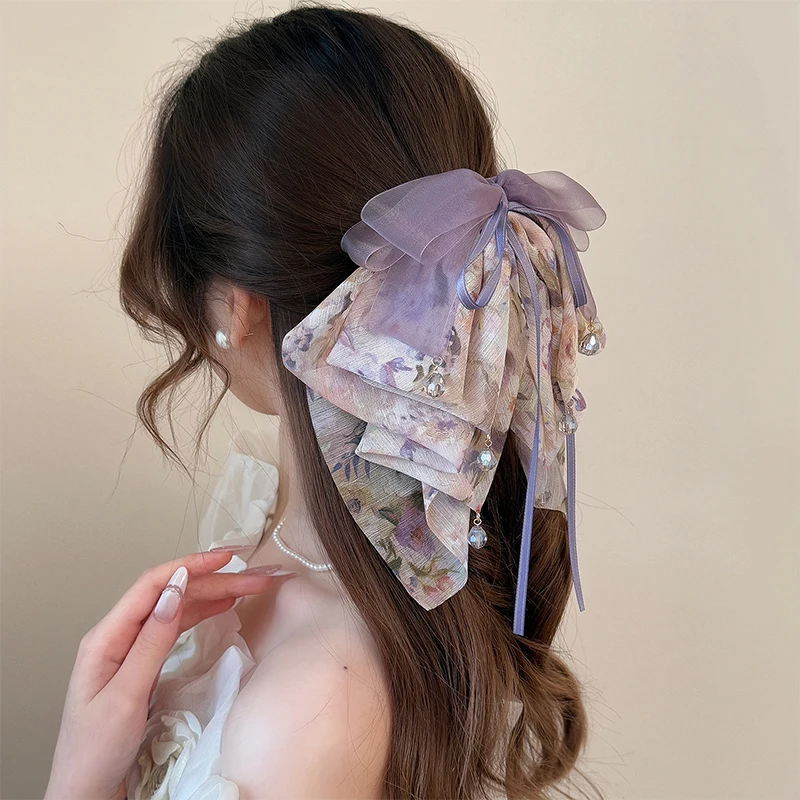 الحلو الأزهار القوس حبة ذيل حصان كليب المرأة الفرنسية مقاطع الشعر الأنيقة القرش كليب