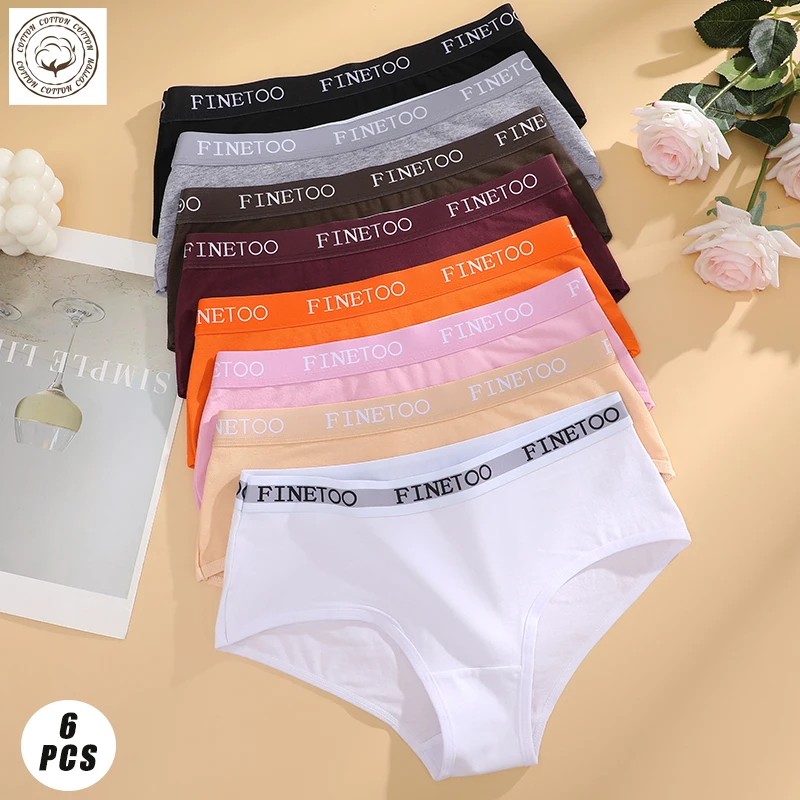 6Pcs Frauen Baumwolle Einfarbig Höschen Sexy Low Taille Elastische Slip Brief Straps Sport Unterwäsche Weichen Bequemen Dessous Neue