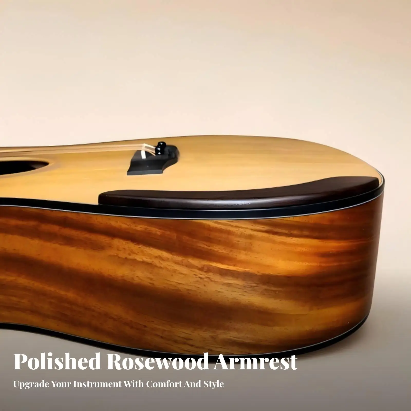 Rosewood Guitar Armrest Ergonomic Acoustic Guitar Hand Rest Comfortable Curved for Guitarists, Live Performances