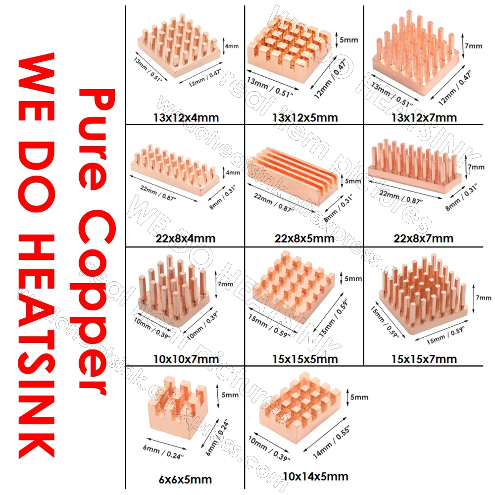 WE DO HEATSINK Small Tiny Useful Pure Copper Heat Sink Without or With Thermal Pad For Raspberry Pi Banana Pi IC Chipset Package