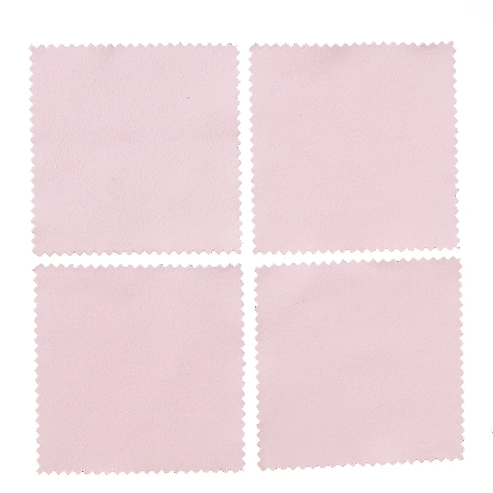 10pcs 8*8cm Square Pink Color Pack Polish Cleaning Soft Polishing Cloth Glasses Screen Cleaning Cloth Wiping Jewelry Tools