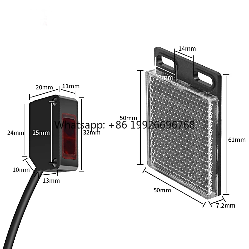 

Specular Reflection Vision Photoelectric Sensor Detect Transparent Non-transparent Object Retro-reflection Optical Photo Sensor