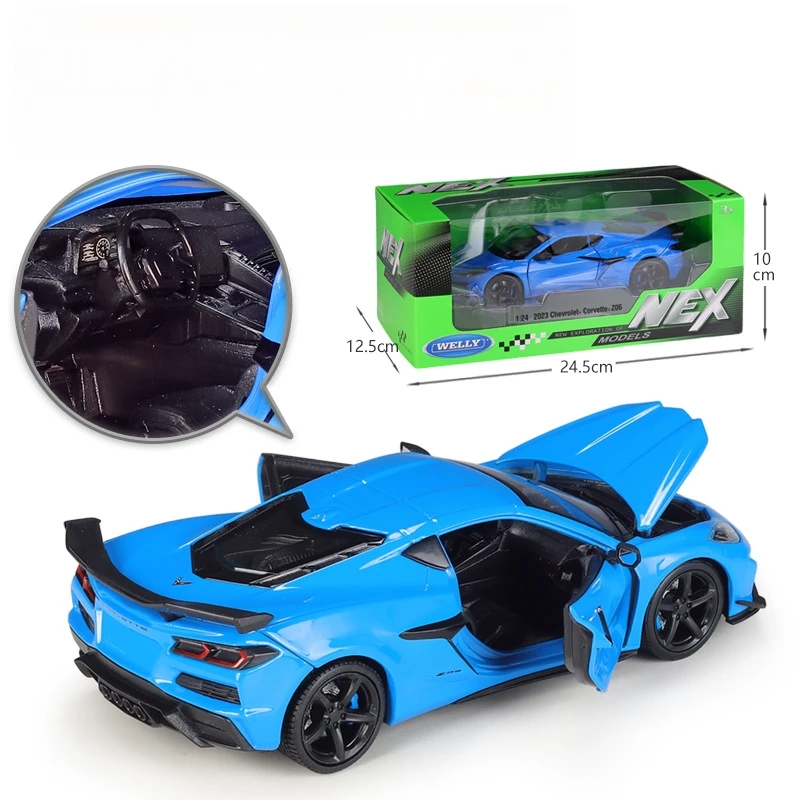 New Product 1/24 Chevrolet 2023 Corvette Z06 Sports Car Simulation Alloy Car Model Scene Matching Car Model Toy Gift Collection view 4
