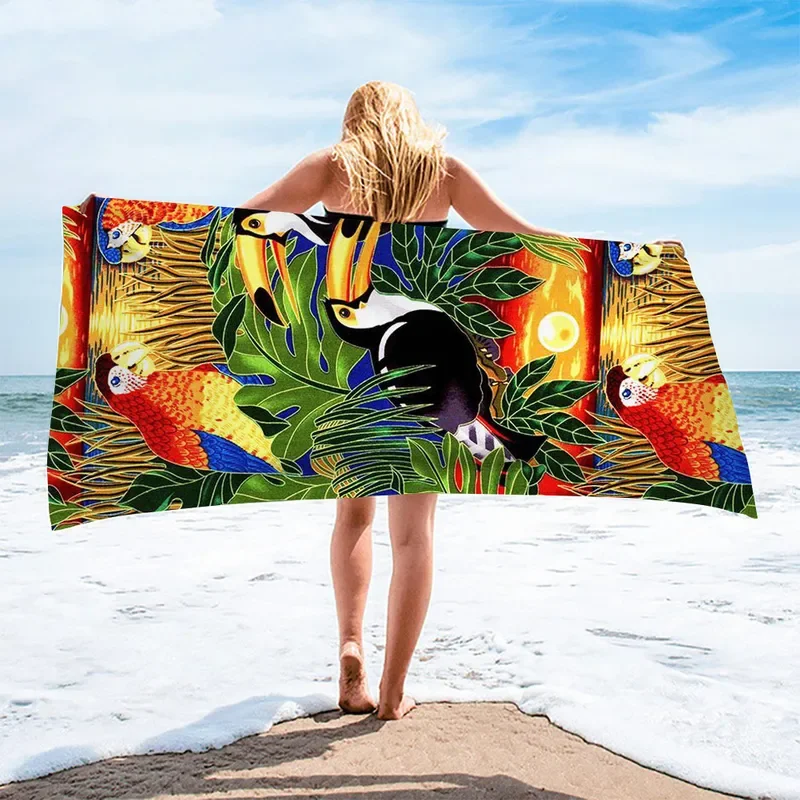 Parrot Pattern Beach Towel Color Bird for Adults Kids Large Soft Quick Dry Swimming Bath Towel Camping Tent Travel Towel Blanket