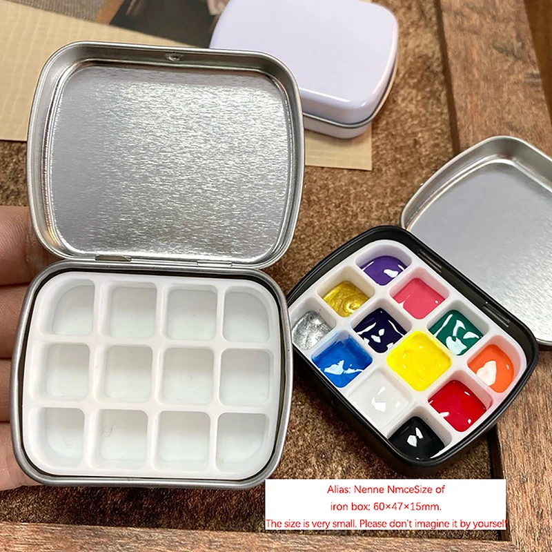 Mini caja de acuarela vacía de 12 cuadrículas, paleta de acuarela portátil, caja hidratante de bocetos de pintura de viaje, suministros de arte, 1Pc