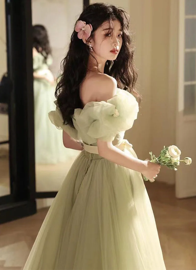 New Luxurious Dreamy Green Fantasy Princess Evening Gown For The Enchanting Prom Dresses