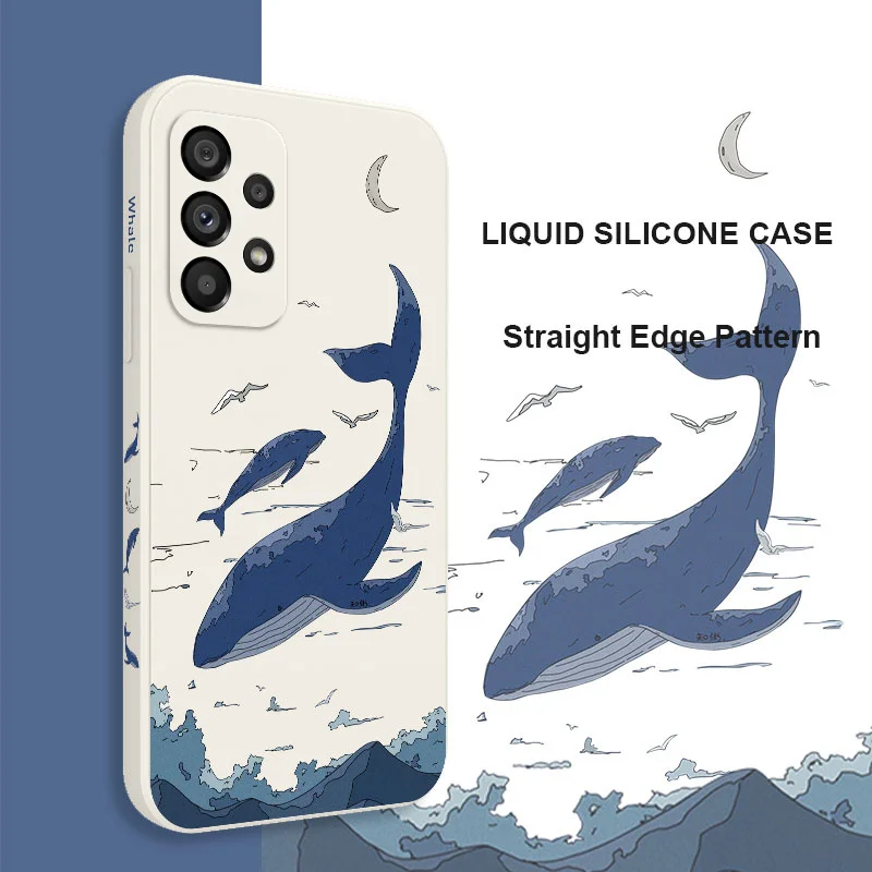 Fantasy Whale Case For Samsung A54 A34 A24 A14 A15 A25 A35 A55 A73 A53 A33 A23 A13 A03 A03S A72 A52 A52S A32 A04 A22 A04S 4G 5G