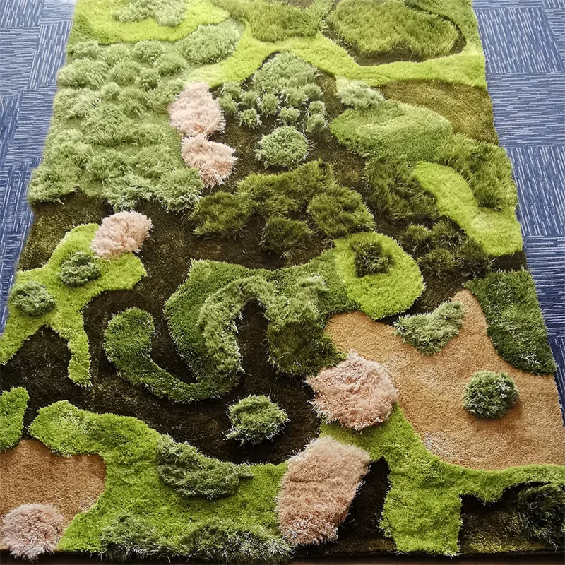 Rectangular Imitation Lawn Indoor Carpet For Living Room Home Green Grass Rugs For Bedroom Soft Library Reading Area Floor Mat