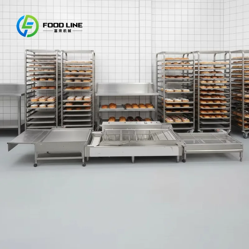 Customized donut continuous fryer doughnut frying line stainless steel adjustable speed for bakery plant pastry mass production